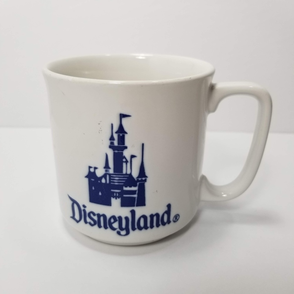 Vintage Disneyland Logo Coffee Mug Cup Blue White